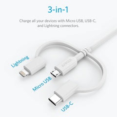 ANKER USB a 8 pines + Micro USB + Cable de datos MFI tipo C