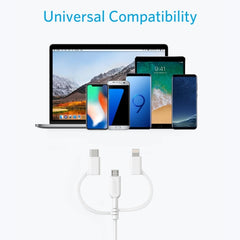 ANKER USB a 8 pines + Micro USB + Cable de datos MFI tipo C