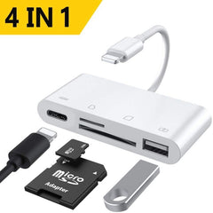 Adaptador lector de cámara 4 en 1 SD TF USB a Lightning IOS 13