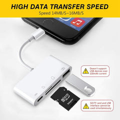 Adaptador lector de cámara 4 en 1 SD TF USB a Lightning IOS 13