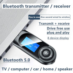 Transmisor receptor Bluetooth USB Bluetooth 5.0 con pantalla