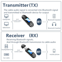 Transmisor receptor Bluetooth USB Bluetooth 5.0 con pantalla