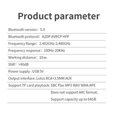 Receptor de música con tarjeta TF NFC5.0 Bluetooth