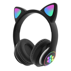 Auriculares de oreja de gato RGB de conexión dual compatibles con tarjeta TF