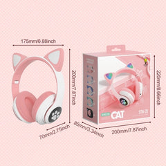 Auriculares de oreja de gato RGB de conexión dual compatibles con tarjeta TF