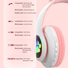Auriculares de oreja de gato RGB de conexión dual compatibles con tarjeta TF