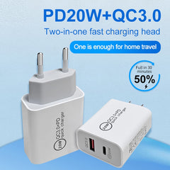 20W PD Type-C + QC 3.0 Interfaz USB Cargador...