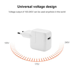 Cargador de viaje USB de 12 W para iPad / iPod / iPhone, enchufe UE