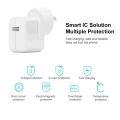 Cargador USB de 12 W + cable de datos USB a 8 pines para iPad, enchufe AU