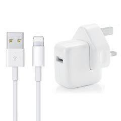 Cargador USB de 12 W + cable de datos USB a 8 pines para iPad, enchufe del Reino Unido