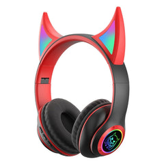 STN25 Devil Ear Auriculares para niños con micrófono Auriculares inalámbricos Luz brillante Caja de música Regalo de Navidad