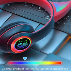 STN25 Devil Ear Auriculares para niños con micrófono Auriculares inalámbricos Luz brillante Caja de música Regalo de Navidad