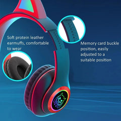 STN25 Devil Ear Auriculares para niños con micrófono Auriculares inalámbricos Luz brillante Caja de música Regalo de Navidad