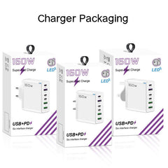 Cargador rápido de 160 W con 3 puertos USB t...