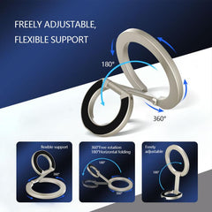 Soporte magnético para teléfono con hebilla de anillo y rotación de 360 grados