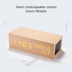 Altavoz Bluetooth con reloj de madera