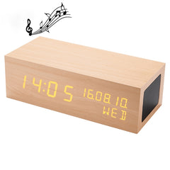 Altavoz Bluetooth con reloj de madera