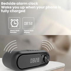 Altavoz Bluetooth con carga inalámbrica y reloj LED de escritorio