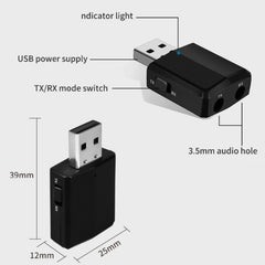 ZF-169 PLUS 3 en 1 Adaptador de audio USB Bluetooth 5.0 para automóvil