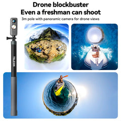 TELESIN 3M Fibra de carbono Selfie Stick Mon...