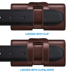 Estuche de cinturón de cuero con solapas mag...