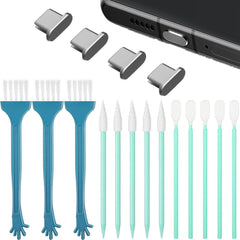 Kit de limpieza de tapones antipolvo de metal para teléfonos con interfaz tipo C