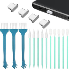 Kit de limpieza de tapones antipolvo de metal para teléfonos con interfaz tipo C