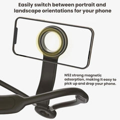 Soporte magnético para teléfono tipo collar para selfies con banda para el cuello, ideal para transmisiones en vivo al aire libre.
