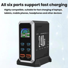 Cargador multipuerto de 240 W con pantalla d...