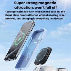 Cargador inalámbrico magnético con cable retráctil 3 en 1 de 15 W