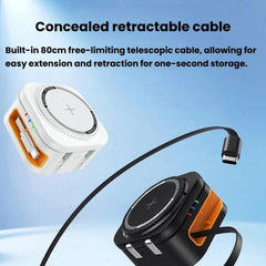 Cargador inalámbrico magnético con cable retráctil 3 en 1 de 15 W