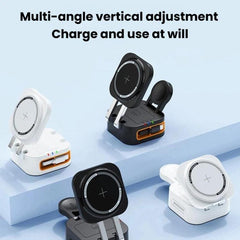 Cargador inalámbrico magnético con cable retráctil 3 en 1 de 15 W