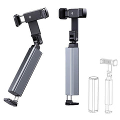 Soporte para teléfono portátil, plegable, giratorio y extensible con clip.