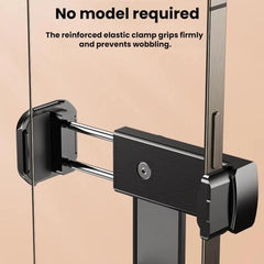 Soporte para teléfono portátil, plegable, giratorio y extensible con clip.
