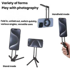 Soporte magnético para teléfono con mosquetón y trípode portátil para fotografía
