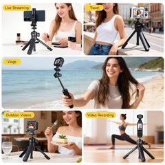 Trípode con apertura automática, palo selfie y mástil extensible