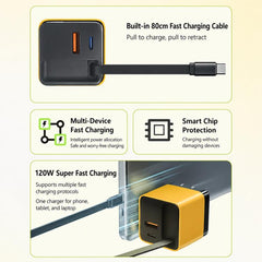 Cargador de pared GaN de 120 W con cable USB...