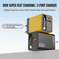 Cargador de pared GaN de 80 W con cable USB-...