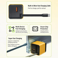 Cargador de pared GaN de 80 W con cable USB-...