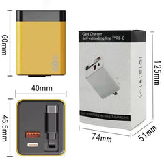 Cargador de pared GaN de 80 W con cable USB-...