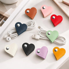Organizador de cables de cuero con forma de corazón (paquete de 9 unidades)