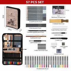 Set de dibujo y lápices de colores con cuade...