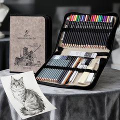 Set de dibujo y lápices de colores con cuade...