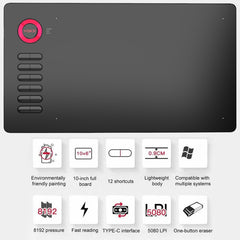VEIKK A15 10x6 pulgadas 5080 LPI tableta grá...
