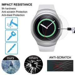 Película de vidrio templado para reloj inteligente de 2 piezas para Samsung Gear S2