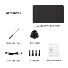 HUION Inspiroy Series H640P 5080LPI Tableta gráfica de dibujo