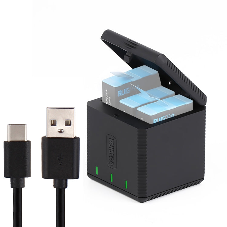 Caja de cargador de carcasa de baterías triples USB RUIGPRO