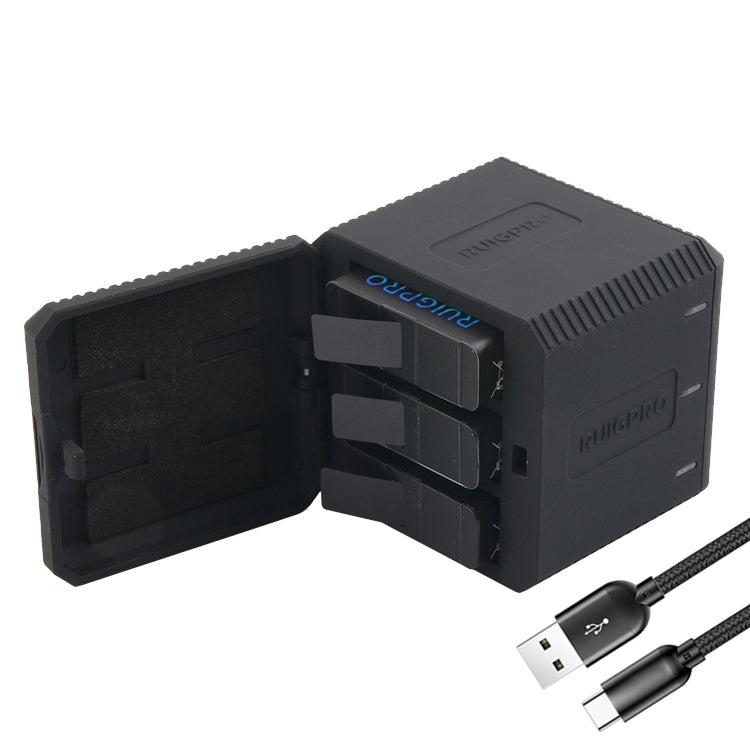 Caja de cargador de carcasa de baterías triples USB para GoPro HERO6 /5