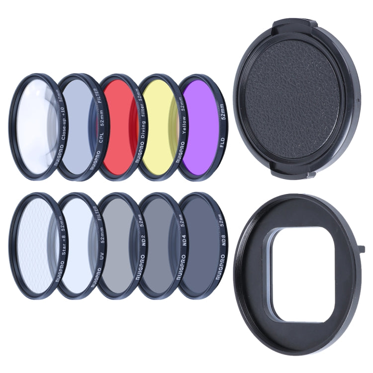 RUIGPRO para GoPro HERO10 Black / HERO9 Black 52mm Filtro de lente 10 en 1