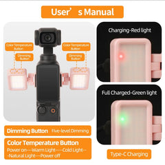 Luz de relleno de vídeo LED para DJI Osmo Pocket 3